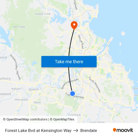 Forest Lake Bvd at Kensington Way to Brendale map