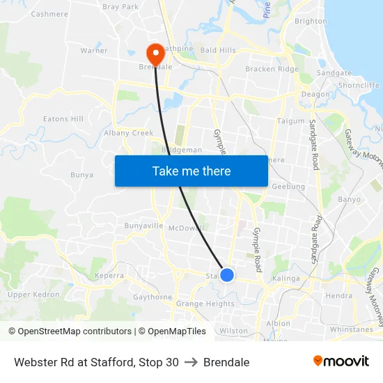 Webster Rd at Stafford, Stop 30 to Brendale map
