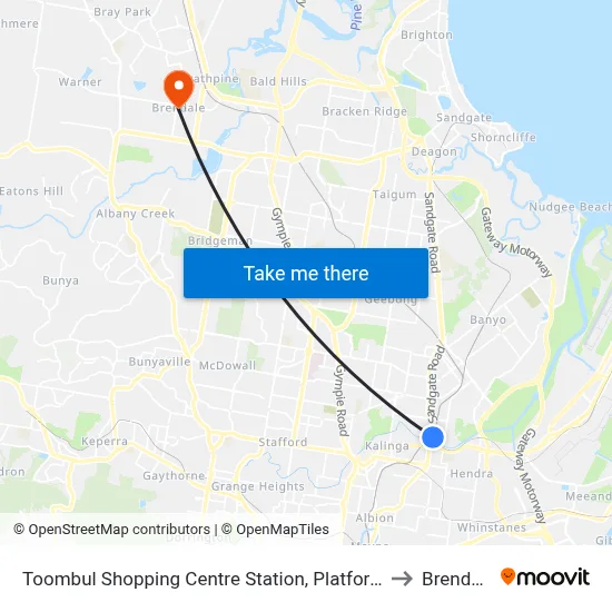Toombul Shopping Centre Station, Platform A to Brendale map