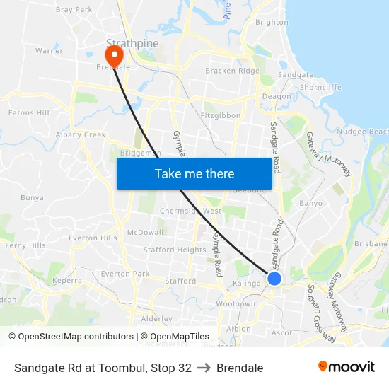Sandgate Rd at Toombul, Stop 32 to Brendale map