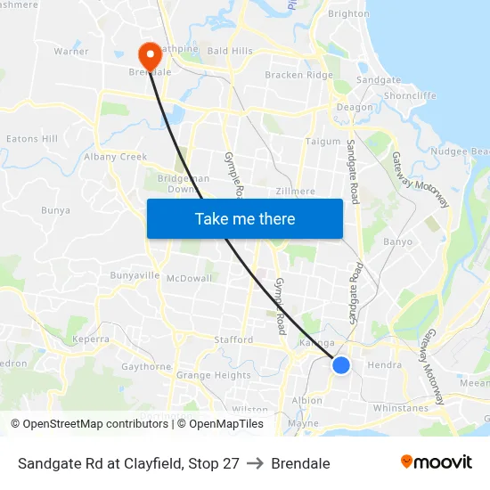 Sandgate Rd at Clayfield, Stop 27 to Brendale map