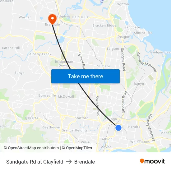 Sandgate Rd at Clayfield to Brendale map