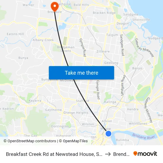 Breakfast Creek Rd at Newstead House, Stop 12 to Brendale map