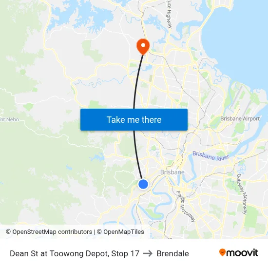 Dean St at Toowong Depot, Stop 17 to Brendale map