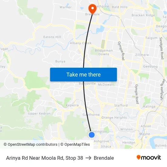 Arinya Rd Near Moola Rd, Stop 38 to Brendale map