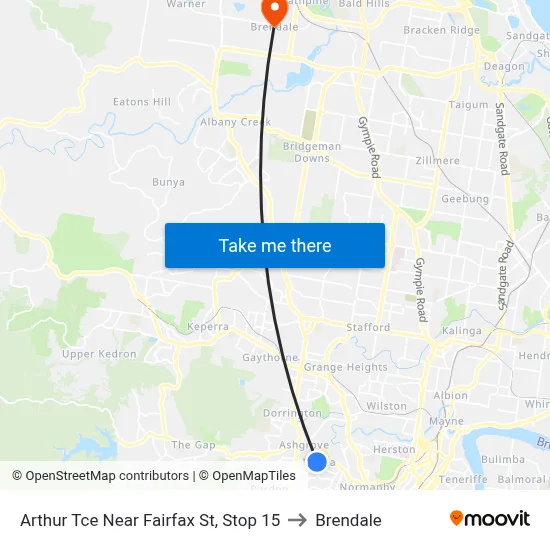 Arthur Tce Near Fairfax St, Stop 15 to Brendale map