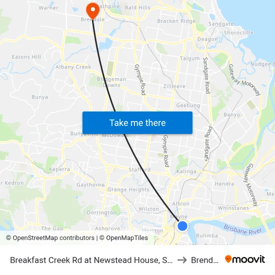 Breakfast Creek Rd at Newstead House, Stop 12 to Brendale map