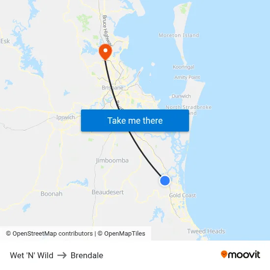 Wet 'N' Wild to Brendale map