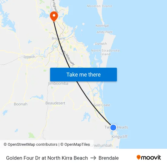 Golden Four Dr at North Kirra Beach to Brendale map