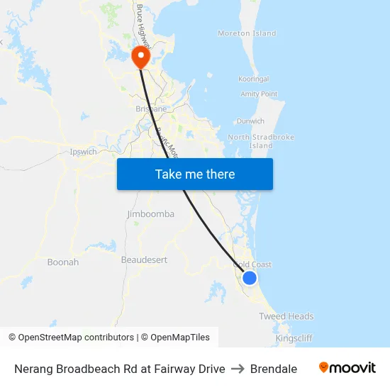 Nerang Broadbeach Rd at Fairway Drive to Brendale map