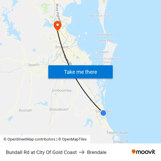Bundall Rd at City Of Gold Coast to Brendale map