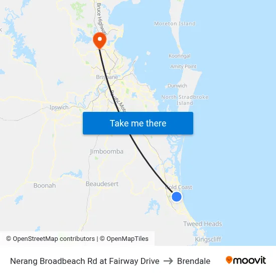 Nerang Broadbeach Rd at Fairway Drive to Brendale map