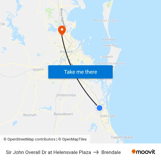 Sir John Overall Dr at Helensvale Plaza to Brendale map
