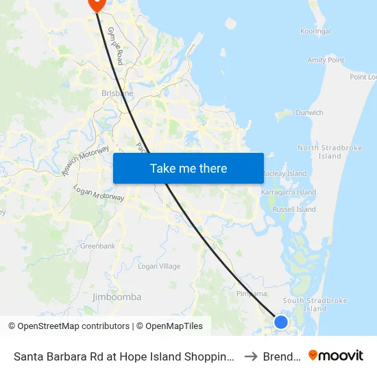 Santa Barbara Rd at Hope Island Shopping Centre to Brendale map