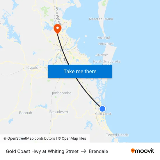 Gold Coast Hwy at Whiting Street to Brendale map
