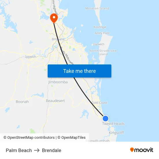Palm Beach to Brendale map