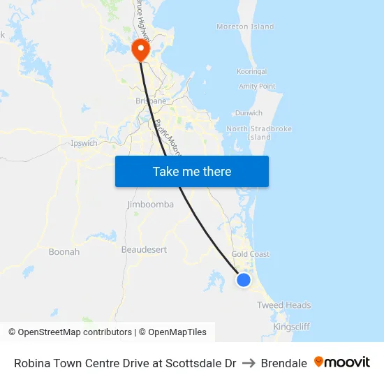 Robina Town Centre Drive at Scottsdale Dr to Brendale map