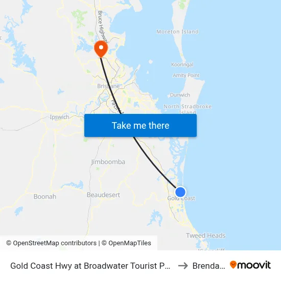 Gold Coast Hwy at Broadwater Tourist Park to Brendale map