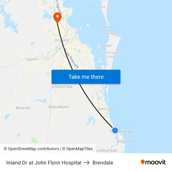 Inland Dr at John Flynn Hospital to Brendale map