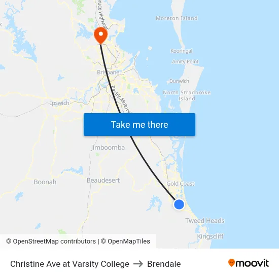 Christine Ave at Varsity College to Brendale map