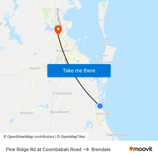 Pine Ridge Rd at Coombabah Road to Brendale map