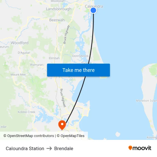 Caloundra Station to Brendale map