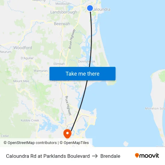 Caloundra Rd at Parklands Boulevard to Brendale map