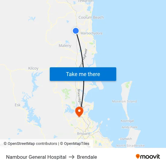 Nambour General Hospital to Brendale map