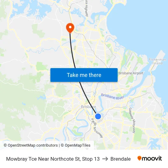 Mowbray Tce Near Northcote St, Stop 13 to Brendale map