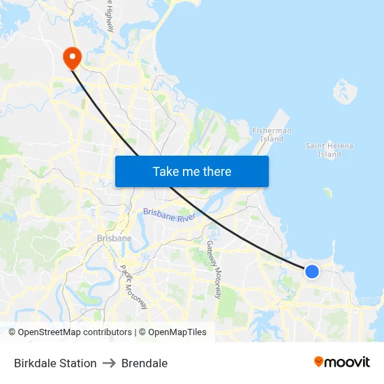 Birkdale Station to Brendale map