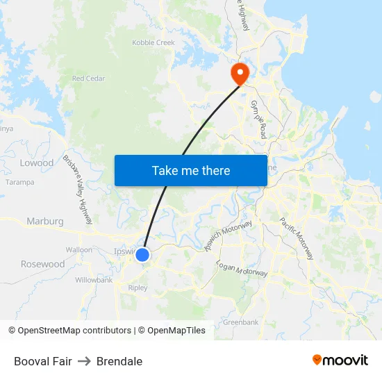 Booval Fair to Brendale map