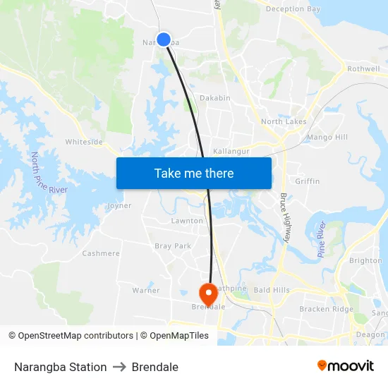 Narangba Station to Brendale map