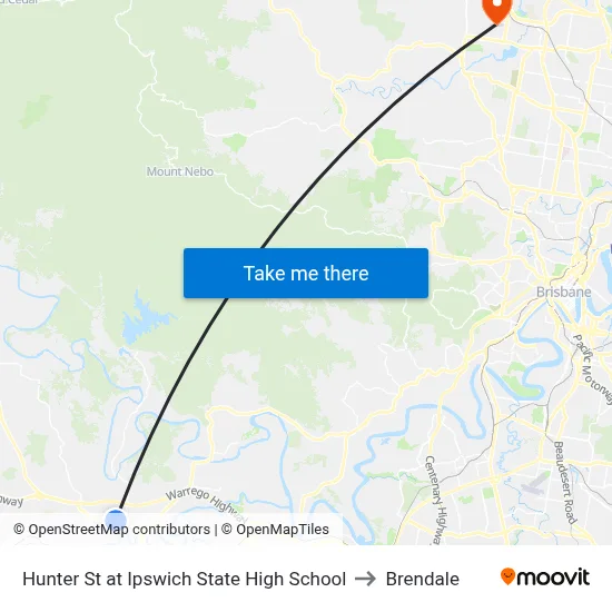 Hunter St at Ipswich State High School to Brendale map