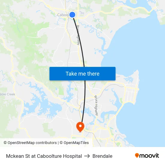 Mckean St at Caboolture Hospital to Brendale map