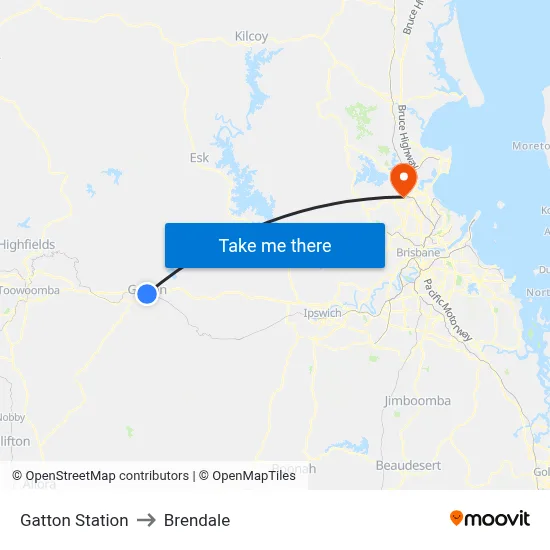 Gatton Station to Brendale map