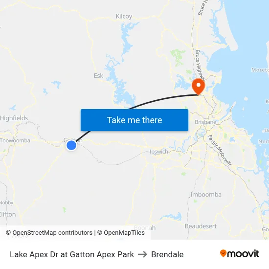 Lake Apex Dr at Gatton Apex Park to Brendale map