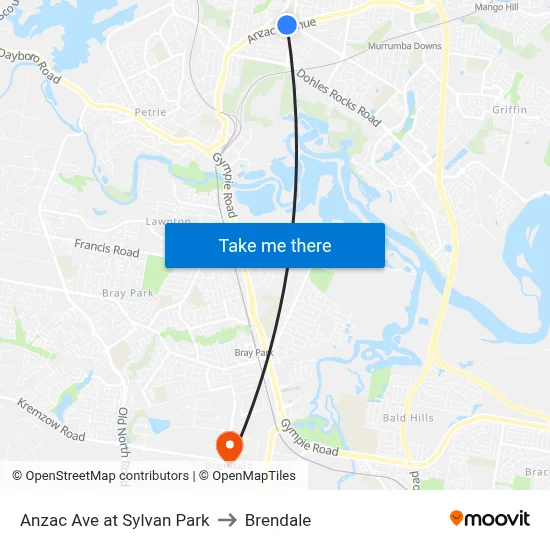 Anzac Ave at Sylvan Park to Brendale map