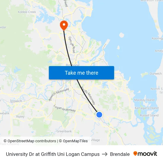 University Dr at Griffith Uni Logan Campus to Brendale map