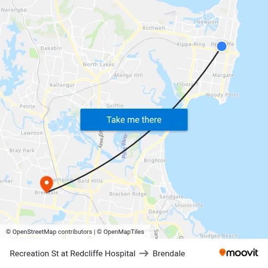 Recreation St at Redcliffe Hospital to Brendale map
