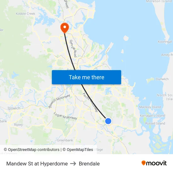 Mandew St at Hyperdome to Brendale map