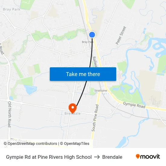 Gympie Rd at Pine Rivers High School to Brendale map