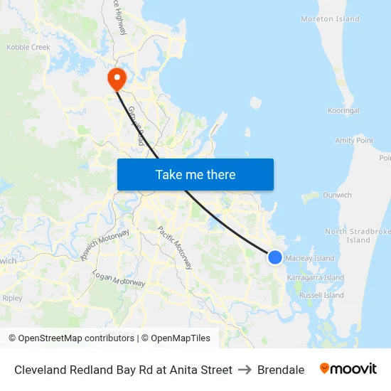 Cleveland Redland Bay Rd at Anita Street to Brendale map
