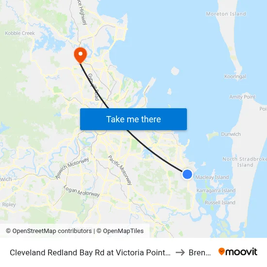 Cleveland Redland Bay Rd at Victoria Point High School to Brendale map