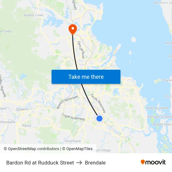Bardon Rd at Rudduck Street to Brendale map