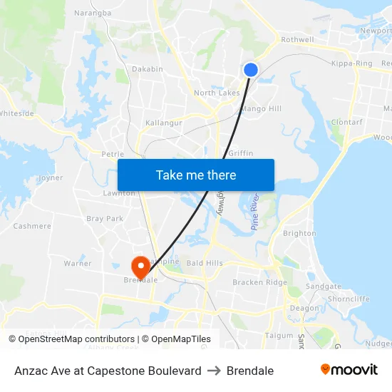 Anzac Ave at Capestone Boulevard to Brendale map