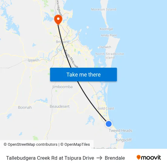 Tallebudgera Creek Rd at Tsipura Drive to Brendale map