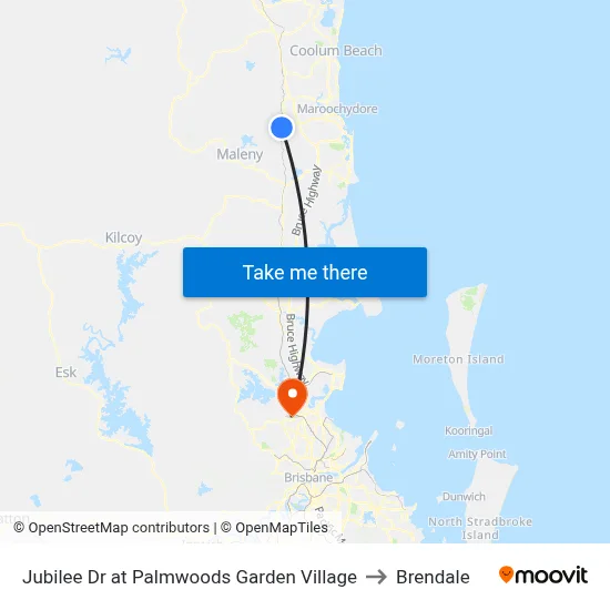 Jubilee Dr at Palmwoods Garden Village to Brendale map