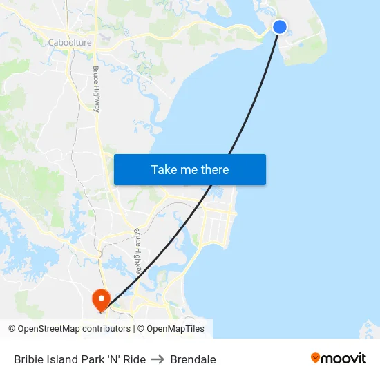 Bribie Island Park 'N' Ride to Brendale map