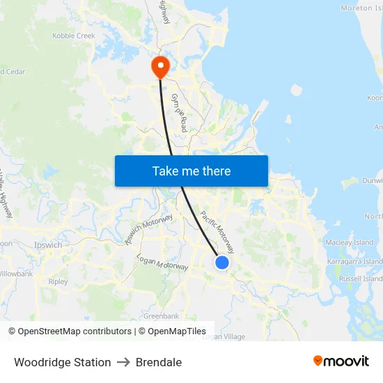 Woodridge Station to Brendale map