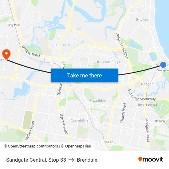Sandgate Central, Stop 33 to Brendale map